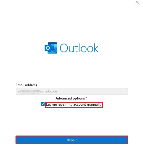 Let me repair my account manually