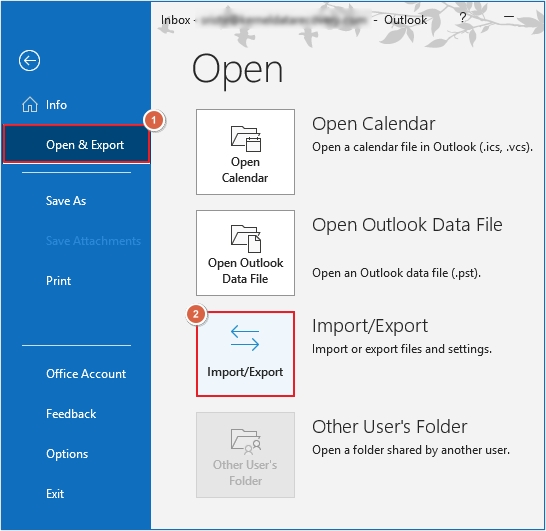 Click on the Open and Export then Import or Export
