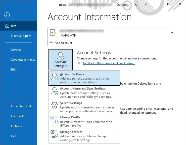 click on account settings