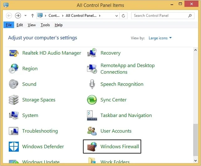 click on windows firewall
