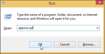 open the Programs and Features window