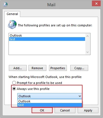 Select the newly created profile under Always use this profile