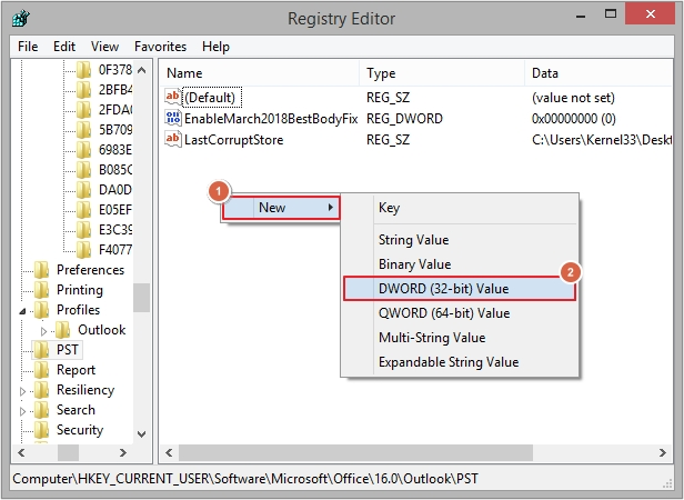 Replace XYZ with the version on your Outlook