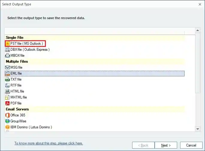 Select saving formats