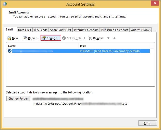 click on Change option