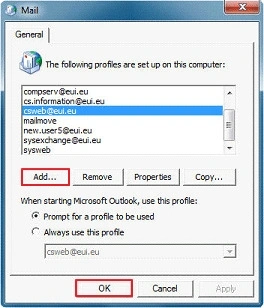 Declare the profile name and then click ok