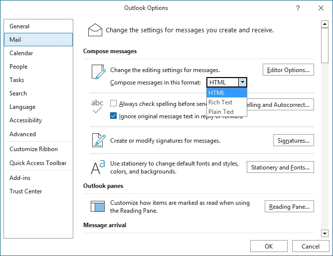 compose messages in this format