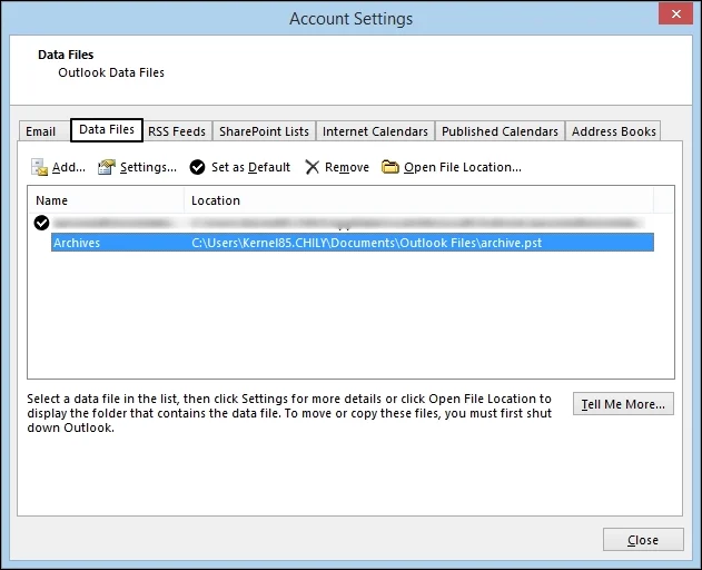 click on data files