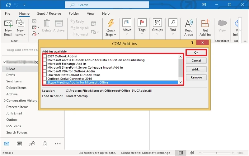 Disable Outlook Add ins