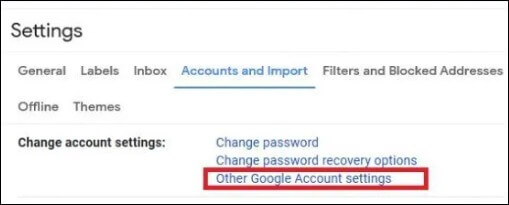 Google Account settings