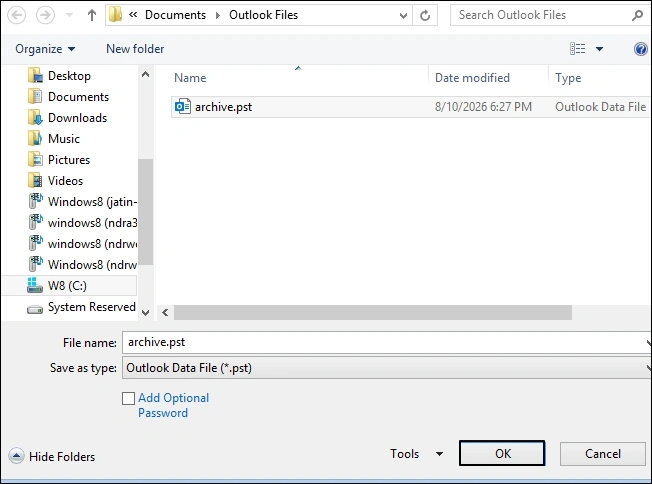 add pst file
