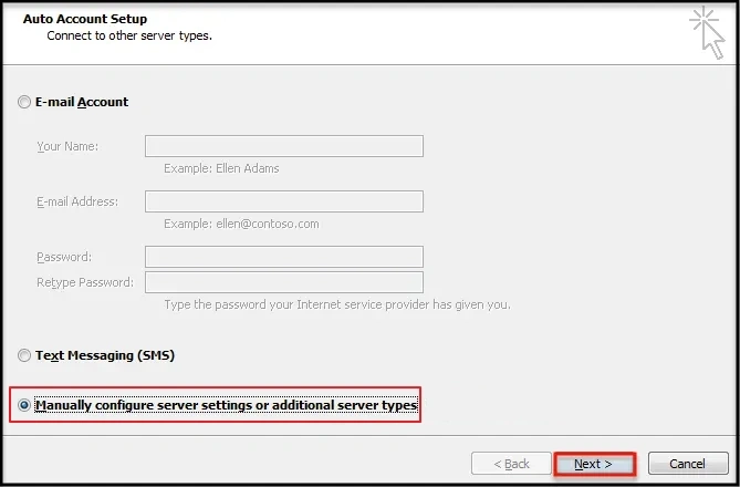 Manually configure server settings 