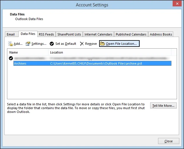 tap on open file location