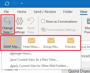 Choose from the various preview formats