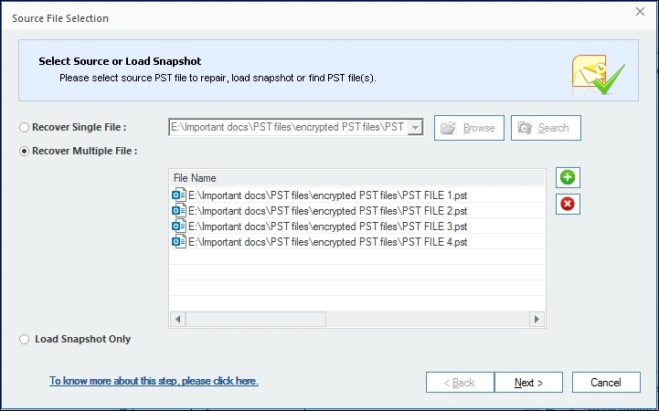select pst files