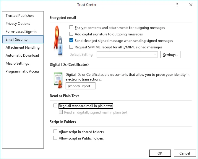 read all standard mail in plain text
