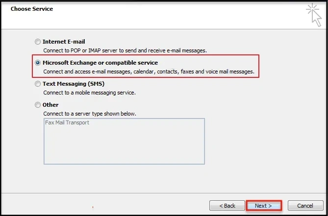 Microsoft Exchange or compatible service