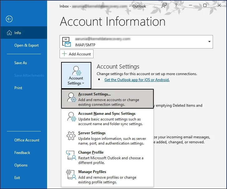 click on account settings