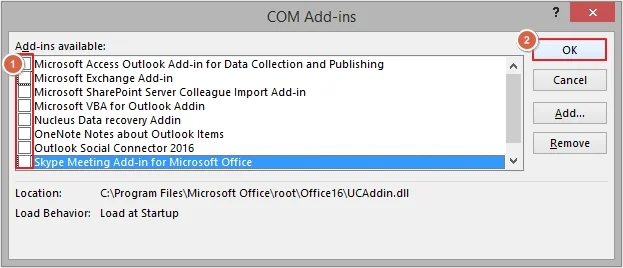 Disable all the add ins and click Ok