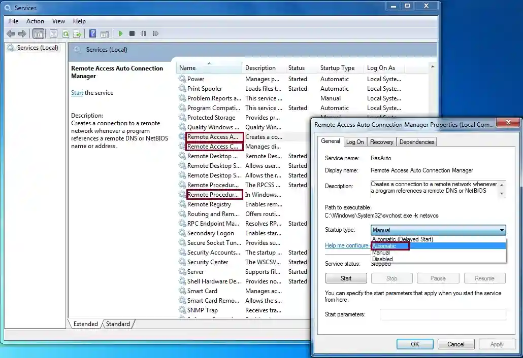 select each service individually