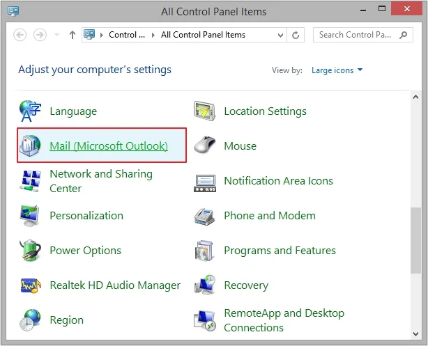 Go to Start and then to Control Panel