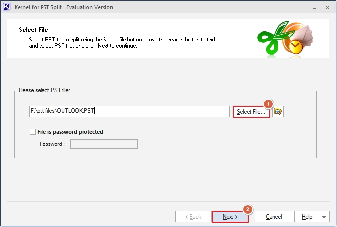Select File option to add PSTs