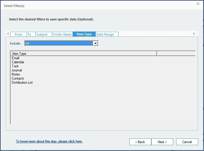 filter the data