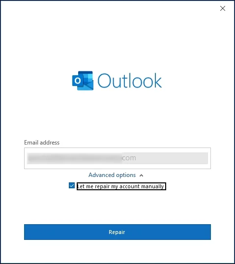 enter email address and repair