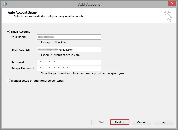 Provide all the necessary details and click Next