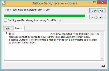 Outlook Error 0x80040119
