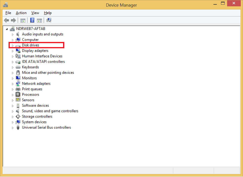 choose Disk drivers and expand it