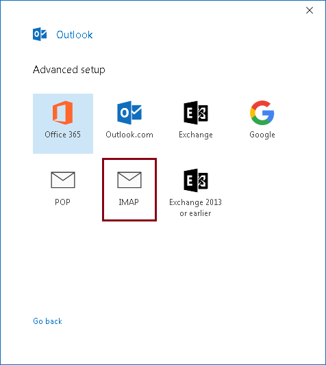 select IMAP as the configuration