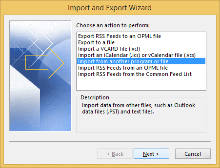 import data from ANSI PST