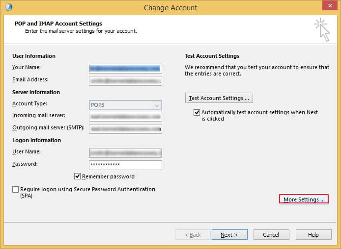 click on the More Settings option