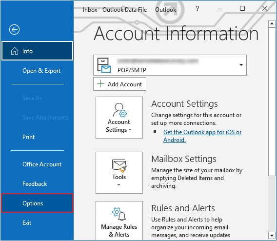 Go to File Options