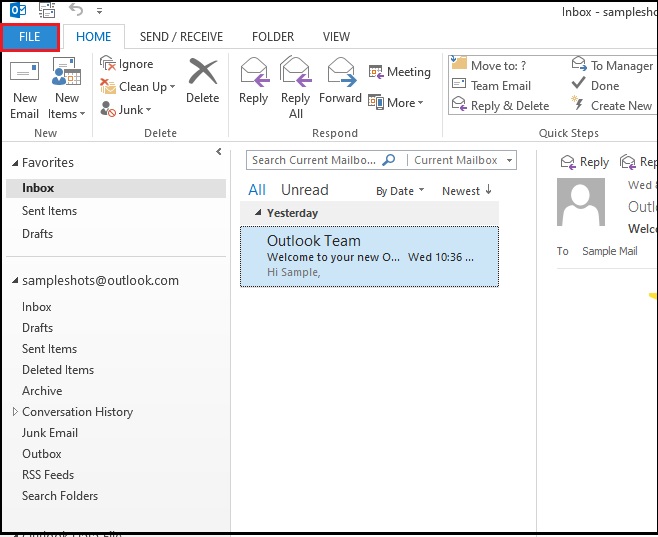 Select the File tab