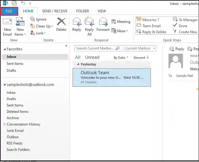 Select the File tab