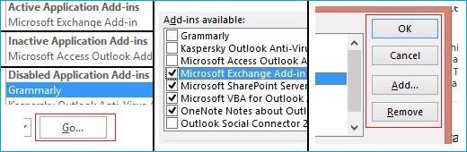 deselect all the active Add-ins