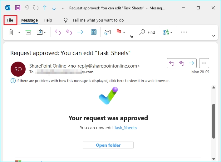 Click on the File tab