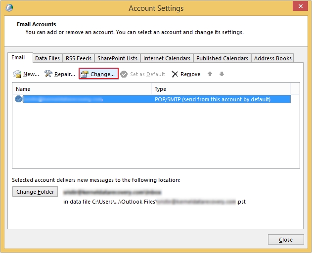 click on Change option