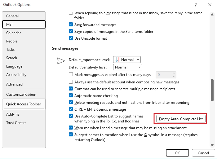 Click on the Empty Auto-Complete List