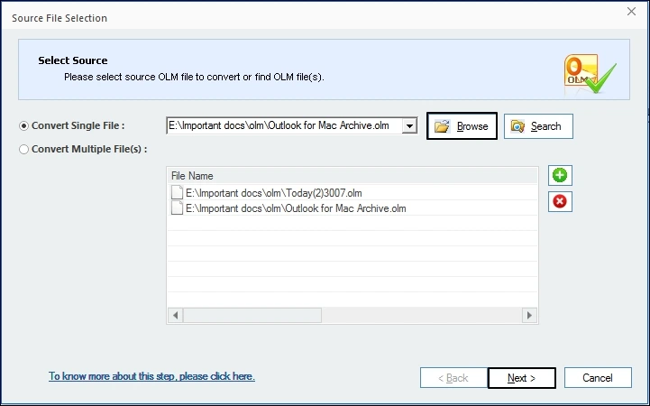 Add OLM file for conversion