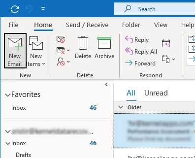 click on the New Email button