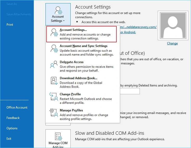 elect Account Settings then Account Settings