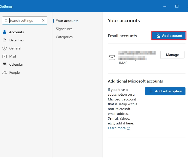 click Add account