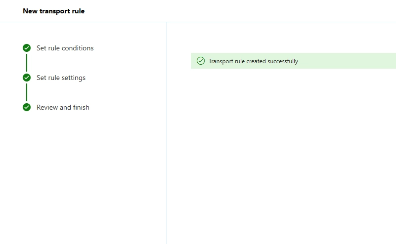 transport rule created