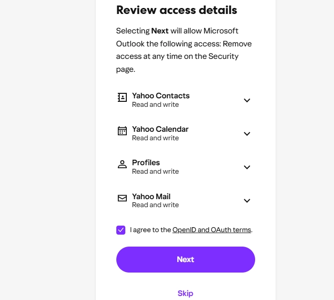 grant Outlook access