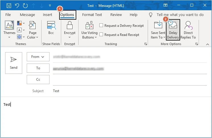 click on the Options tab then Delay Delivery