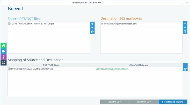 Add PST file as the source and Office 365 as the destination