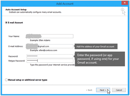 New auto account setup page